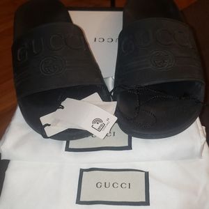 Used Gucci slides. Tags, box, duster bags